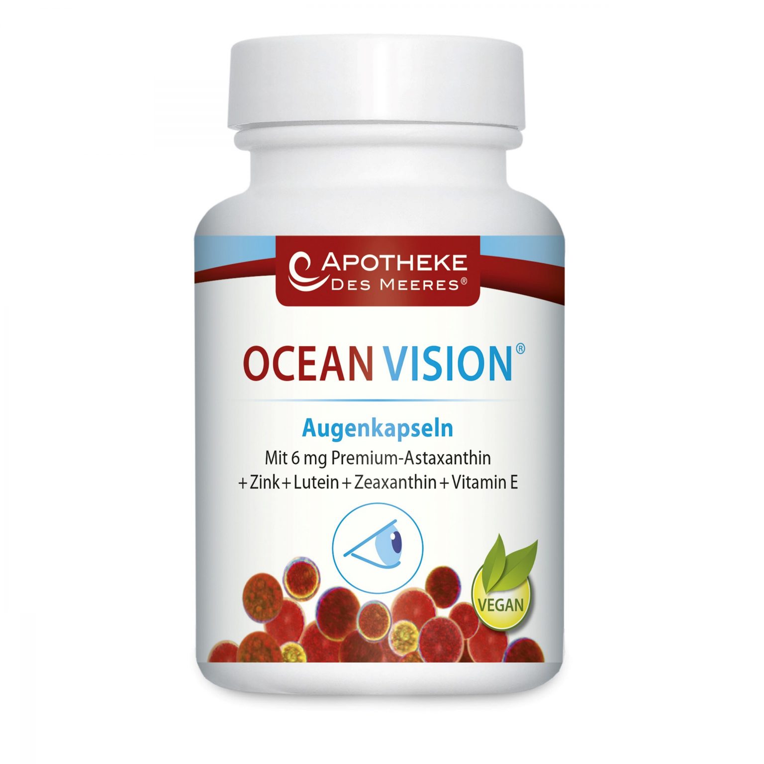Ocean Vision Augenkapseln mit Astaxanthin + Zeaxanthin + Lutein + Zink + Vitamin E