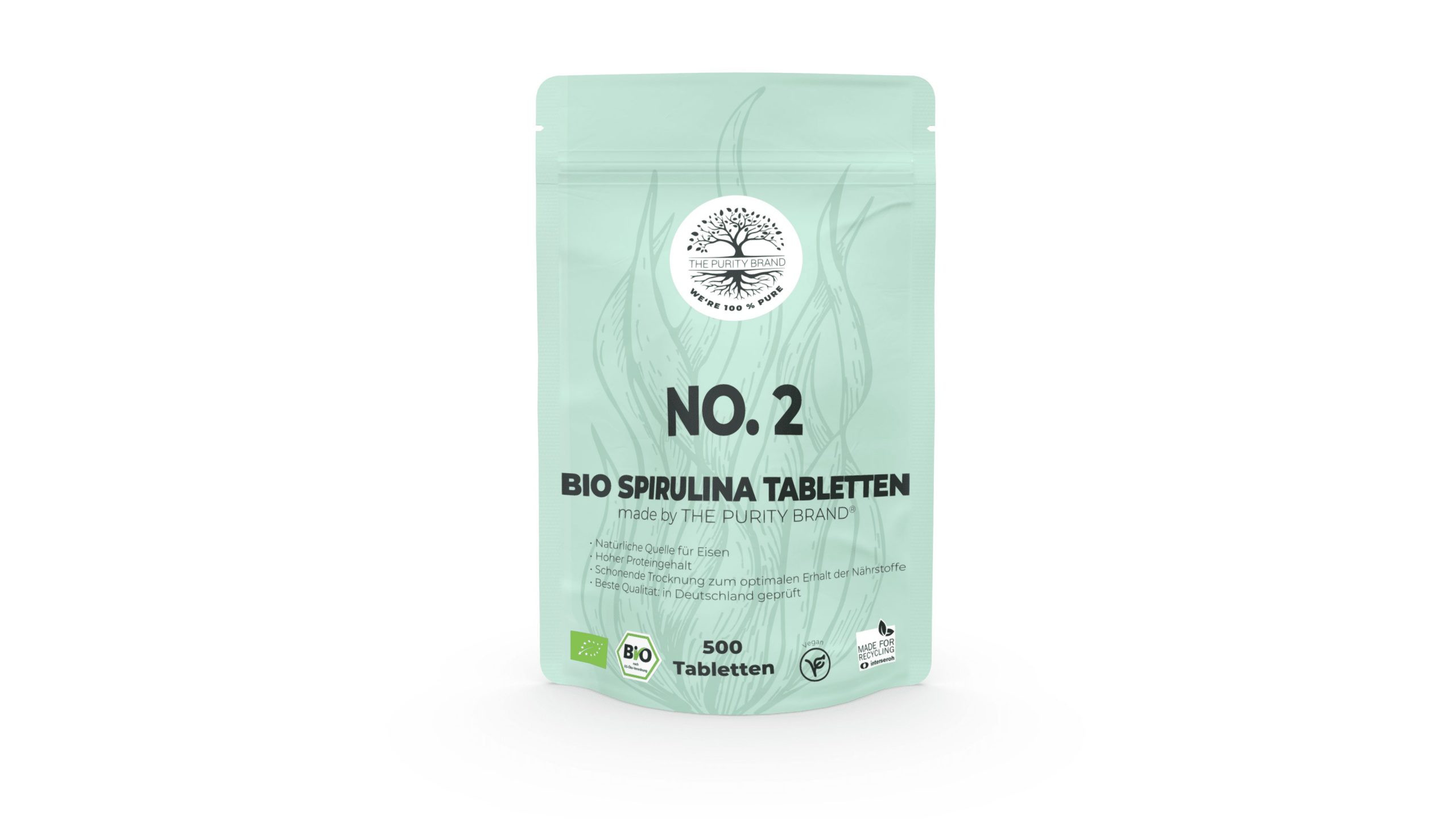 No. 2 Bio Spirulina Tabletten Vorderseite